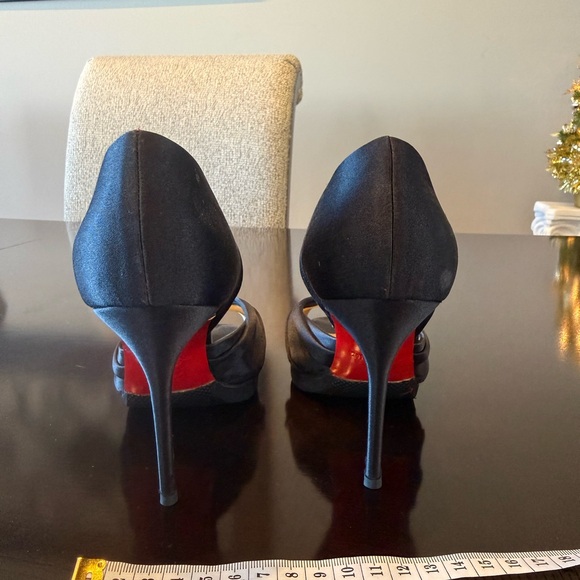 Christian Louboutin D’orsay tres Ophrahs Black Satin Heels - Picture 9 of 13
